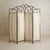 Vintage French Four-Panel Hammered Iron Folding Screen with Pleated Fabric For Sale - Image 4 of 11