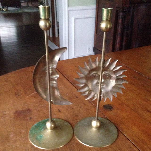 Vintage Brass Sun & Moon Candle Holders A Pair Chairish