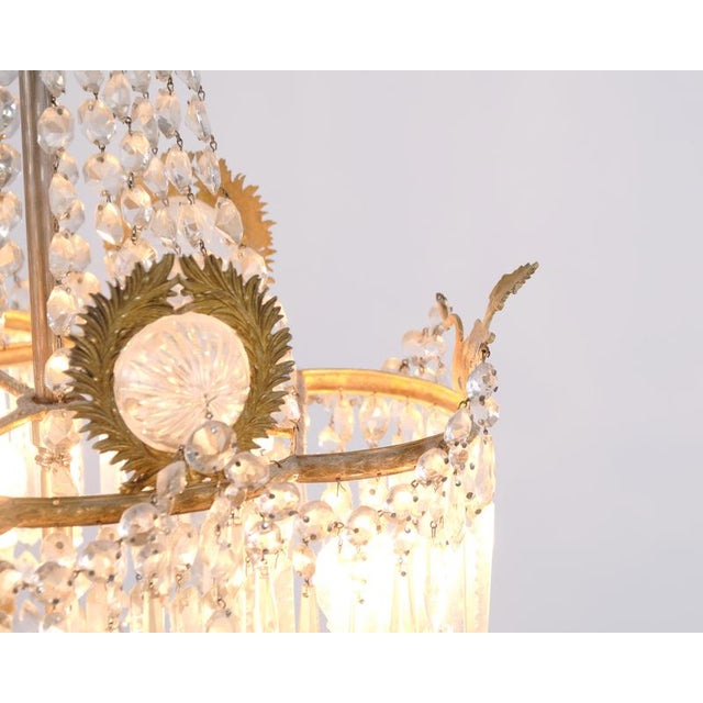 Metal Antique Crystal Chandelier in Gilt Bronze with Louvre Style Decorations, 1890s For Sale - Image 7 of 12