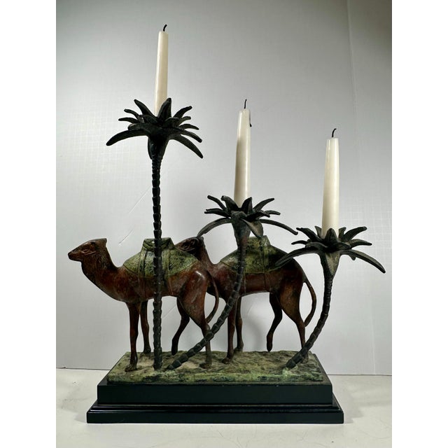 Vintage Orientalist Cold-Painted Bronze Figural Sculpture Candleholder. For Sale - Image 10 of 12