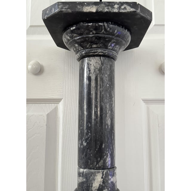 Vintage 1950s Italian Black Marble W/White Veins 38" Pedestal Columnar Stand For Sale - Image 10 of 12