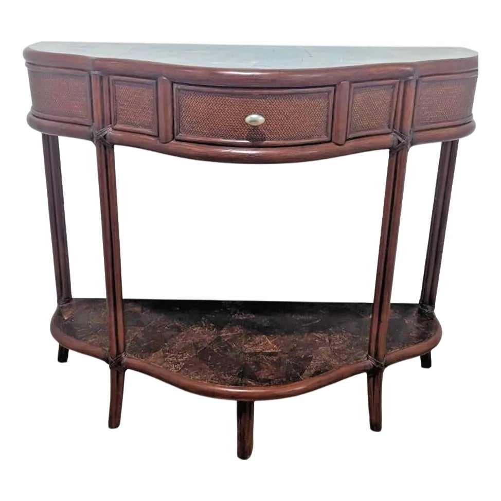 Vintage Brithis Colonial Style Table Half Moon Made of Coconut and ...