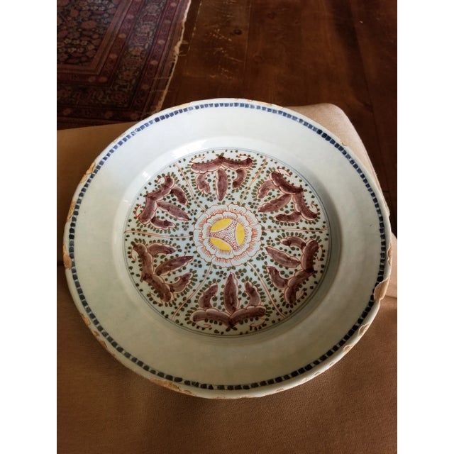 Antique Polychrome Delft Charger For Sale - Image 10 of 10
