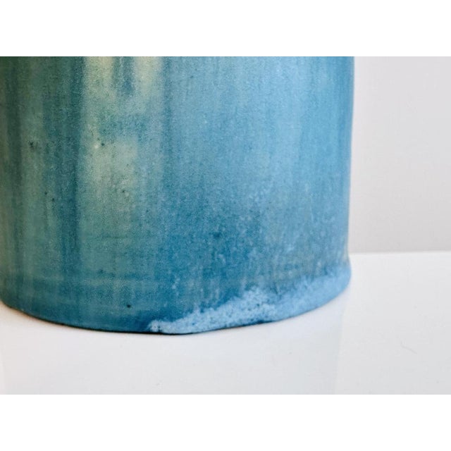 Mid-Century Modern Studio Ceramic Vase with Anthracite-Turquoise Gradient Glaze from Lu and Gerd Grove, Germany, 1960s For Sale - Image 3 of 18