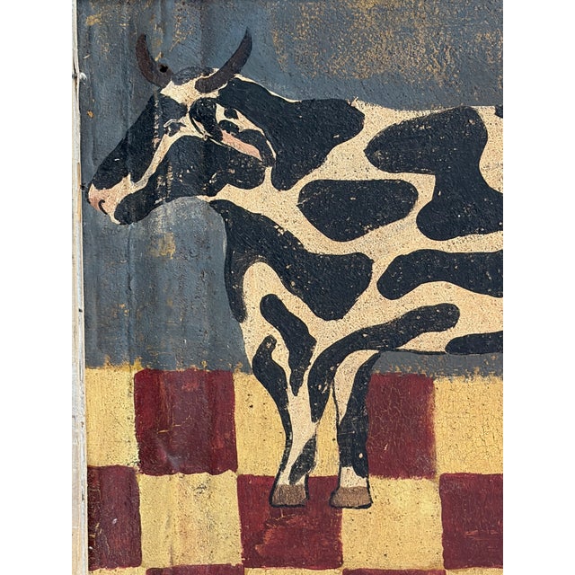 Black Nancy G. Watson Folk Art Cow Painting – Signed Original on Tin in Wood Frame For Sale - Image 8 of 12