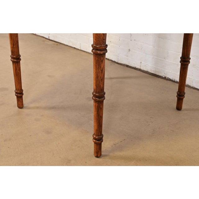 Baker Furniture Style Mid-Century Hollywood Regency Faux Bamboo Carved Walnut Extension Dining Table, Circa 1970s For Sale - Image 11 of 13