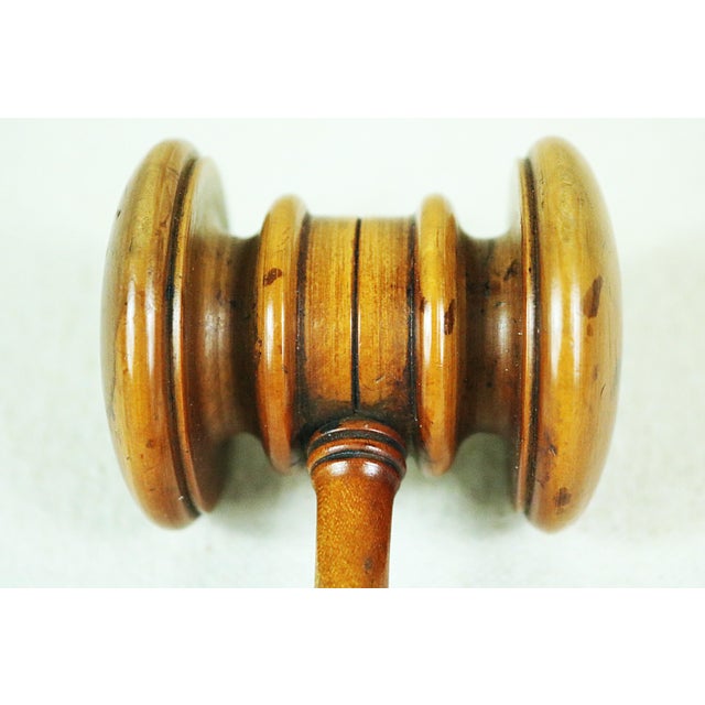 Victorian Late Victorian English Gavel and Block With Sterling Silver Label For Sale - Image 3 of 9