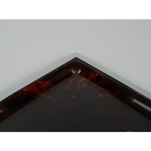 Mid-Century Serving Tray in Faux Tortoiseshell & Chrome in the style of Christian Dior, Italy, 1970s For Sale - Image 6 of 9
