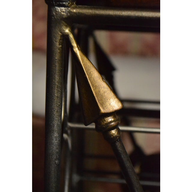 Vintage Maitland Smith Brass Bronze Horse Head Equestrian Wine Rack Leather Tray For Sale - Image 12 of 13