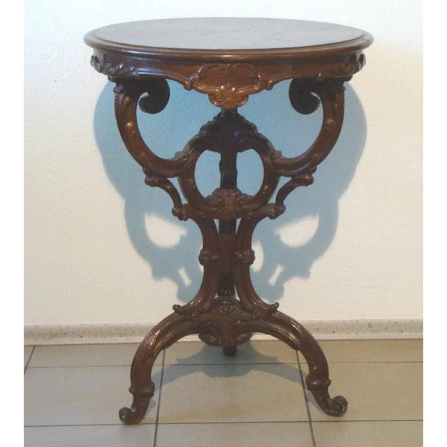 Rococo Rococo-Style Table in Mahogany For Sale - Image 3 of 3