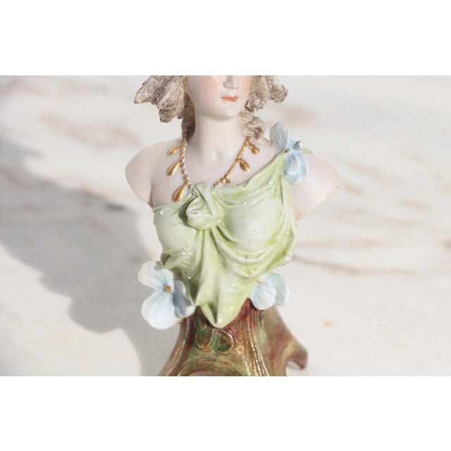 Ceramic 1900s Art Nouveau Small Woman Bust, Bisque Porcelain, Germany For Sale - Image 7 of 13