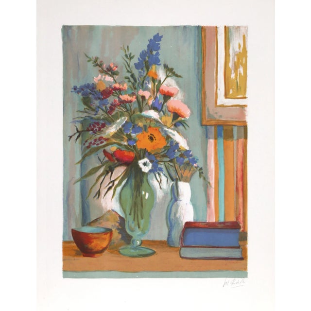 Modern Flower Vase, Pierre Rudelle Lithograph on Arches, Signed in Pencil For Sale - Image 3 of 3