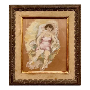 1930s German Expressionist Gouache Painting of a Woman by Jules Pascin