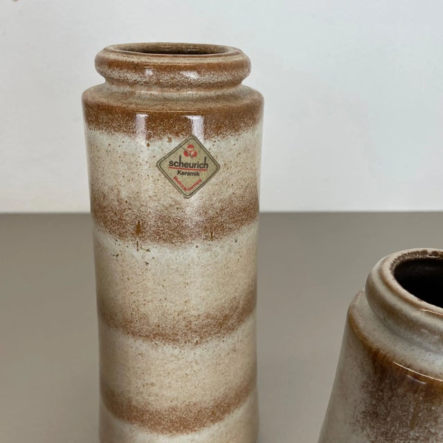 Beige Multicolor Fat Lava Pottery Vases from Scheurich, Germany, 1970s, Set of 4 For Sale - Image 8 of 18