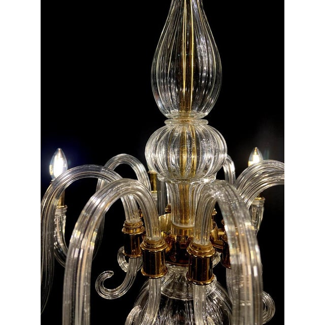 Italian Murano Glass Chandelier with Gold Inserts attributed to Barovier & Toso, 1970s For Sale - Image 6 of 18