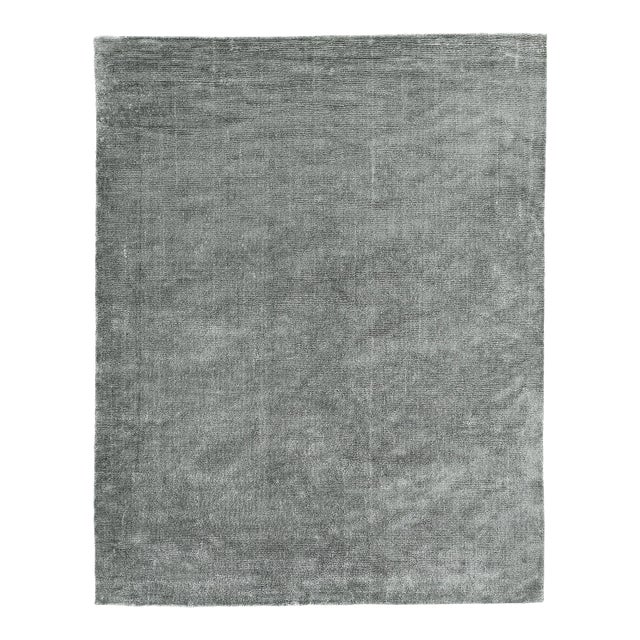 Exquisite Rugs Milton Hand Loom Viscose Light Silver - 6'x9' For Sale
