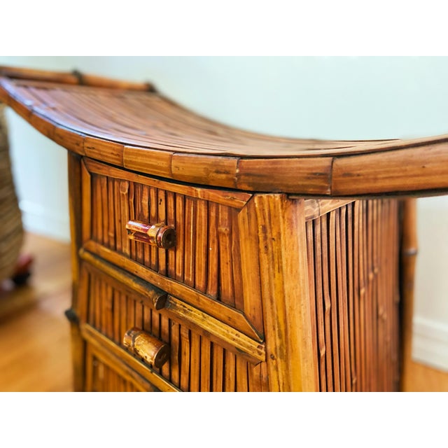 Wood Vintage Modern Bamboo Chest Small Cabinet For Sale - Image 7 of 8