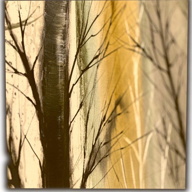 Charcoal Original Lee Reynolds Painting | Mid-Century Modern Landscape | 60x42x4 For Sale - Image 8 of 11