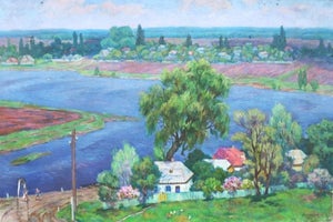 Vintage Ukrainian Rural Landscape Painting, Impressionism Art 100-150