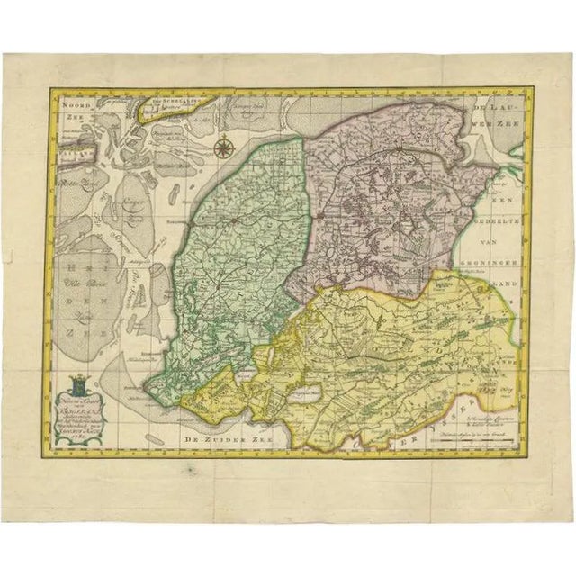 Antique Map of Friesland by Van Krevelt, 1787 For Sale