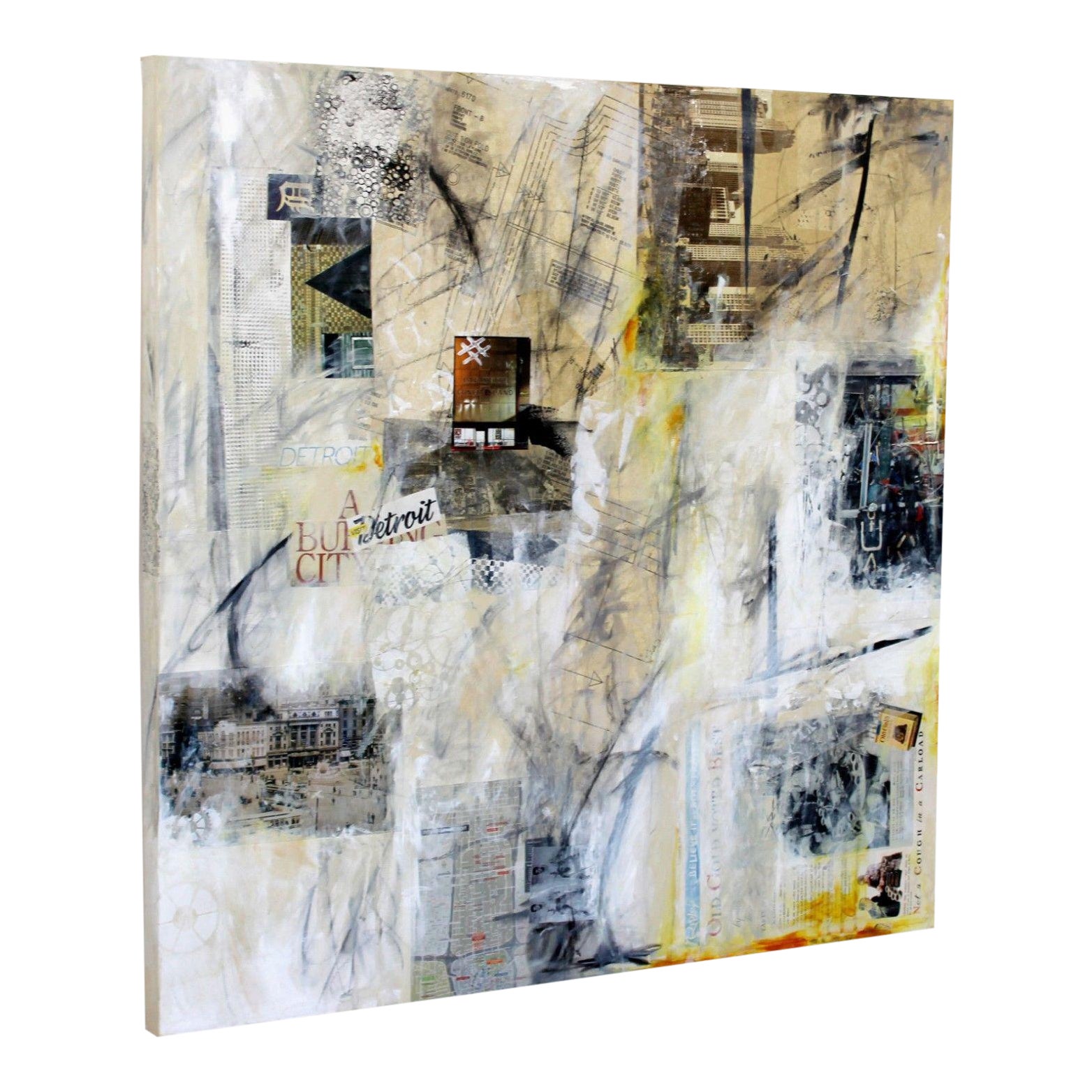Contemporary Modern Acrylic Mixed Media Art Visit Detroit Painting On Canvas Chairish