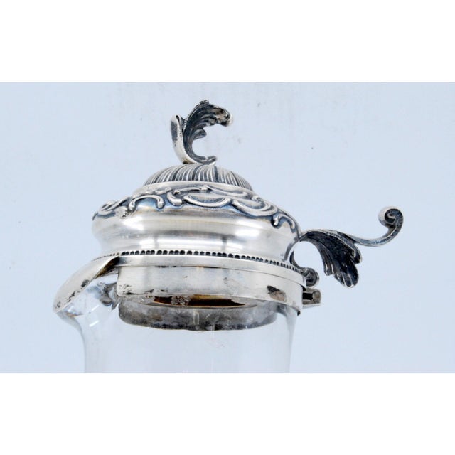 Glass Water Jug with Knob Cut Out on the Silver Lid For Sale - Image 4 of 11