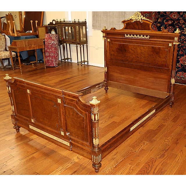Late 19th Century 19th Century Bronze Mounted French Plum Pudding Acajou Mahogany Full Size Bed For Sale - Image 5 of 10