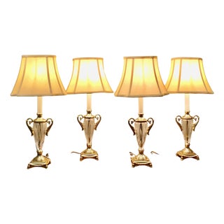 Vintage Hollywood Regency Glass Table Lamps, 1980, Set of 4 For Sale