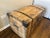 Antique wood storage trunk with iron strapping and edges. Original skeleton key and lock. Purchased from a dealer in...