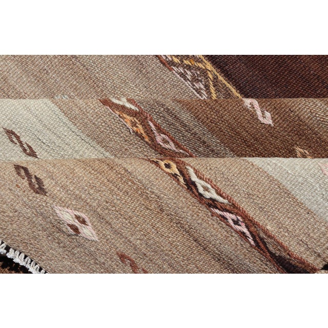Vintage Earthy Kilim Gallery Runner With Stripe Design in Multi Colors & Motif's 4'6 X 11'7 For Sale - Image 9 of 10