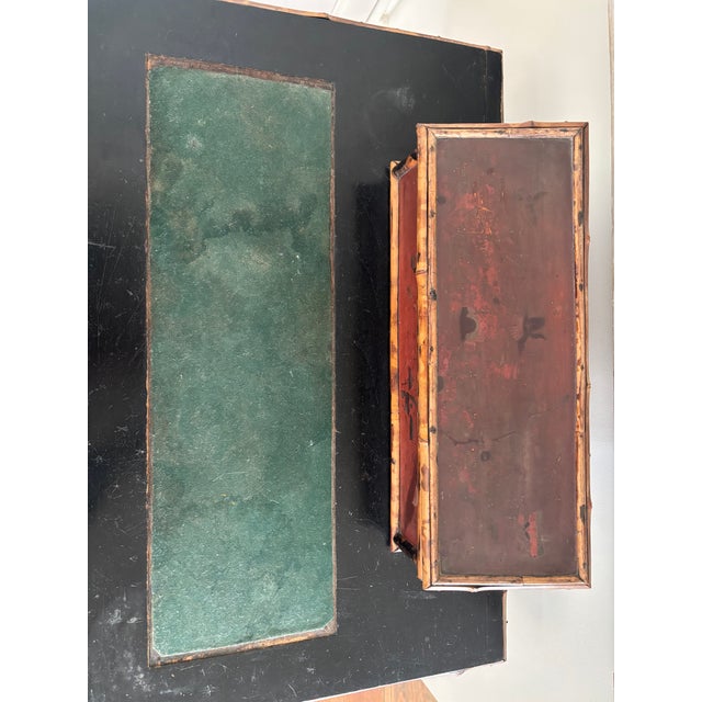 Brown 19th C. English Antique Bamboo Writing Desk For Sale - Image 8 of 15