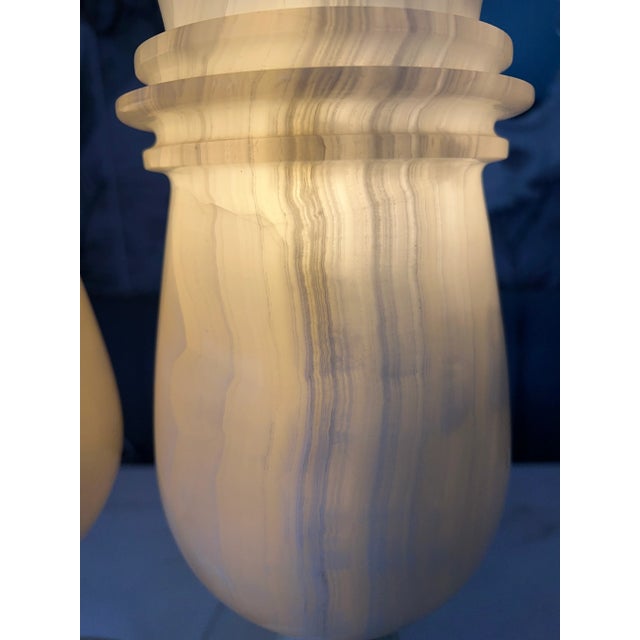 Gemstone 1950s Italian Carved Onyx Lamps - a Pair For Sale - Image 7 of 12