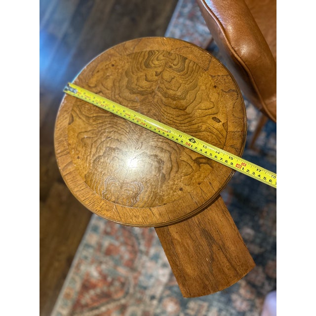 Vintage Lane Furniture Round Burl Wood Two-Tier Side Table With Candle Slide — Mid Century For Sale In Kansas City - Image 6 of 8