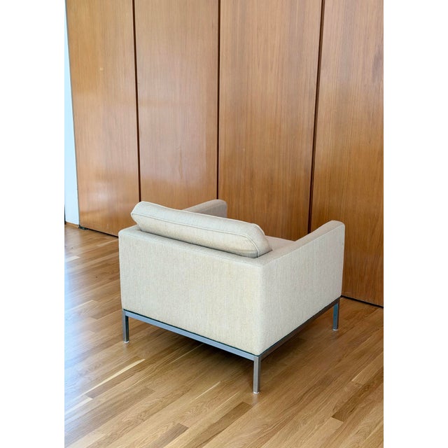 Ivory Vintage Florence Knoll Relaxed Two Seater Sofa and Chair Neutral Ivory - Set of 2 For Sale - Image 8 of 18
