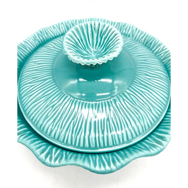 Ceramic 1956 Miramar of California Aqua / Turquoise Covered Serving Bowl – Mid-Century Modern / Coastal For Sale - Image 7 of 11