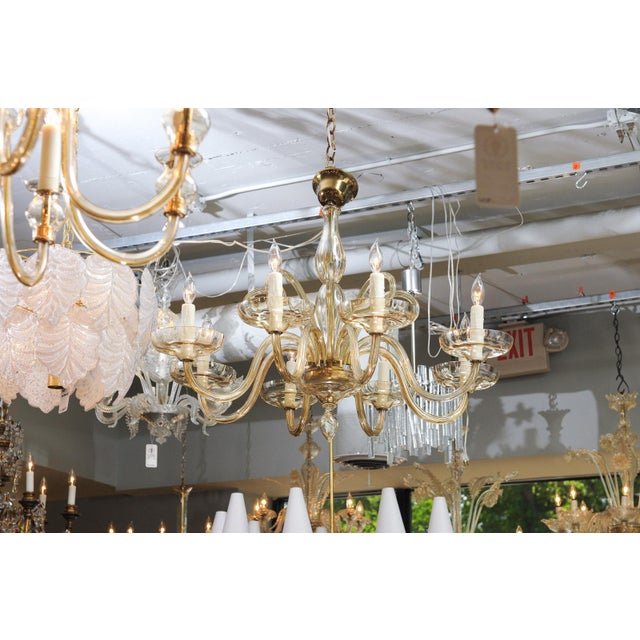 Glass 1960s Stunning 8-Light Venetian Glass Chandelier, Italy For Sale - Image 7 of 14