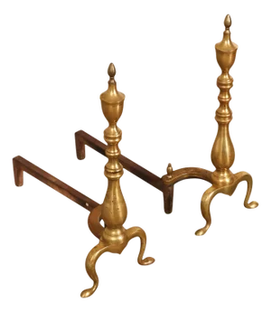 Puritan Federal Style Pair of Brass Andirons