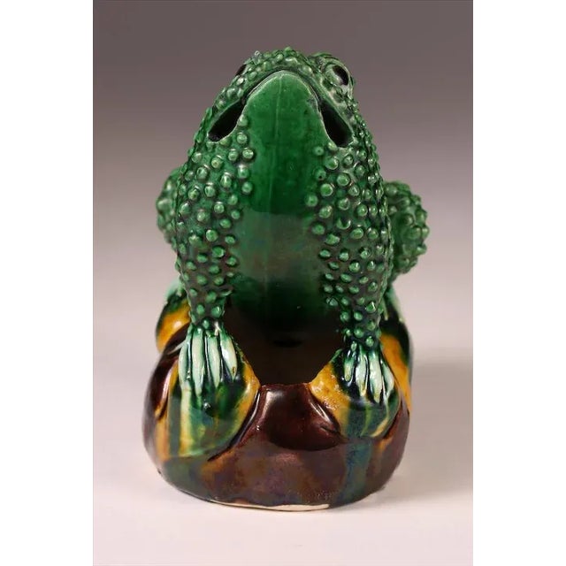 Green 19th Century Chinese Porcelain Famille Verte Glazed Frog Figure For Sale - Image 8 of 11