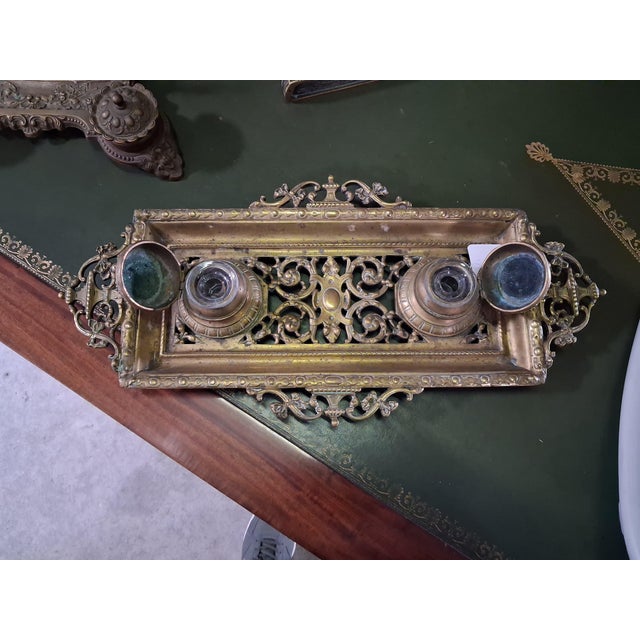 Neo-Renaissance Bronze Desk Inkwell with Openwork Decoration, 19th Century For Sale - Image 4 of 12