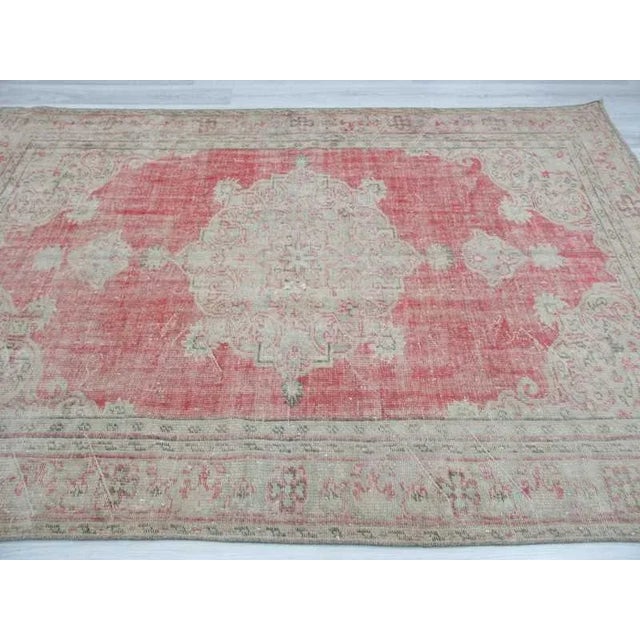 Vintage Turkish Oushak Distressed Rug- 6′11″ × 10′3″ For Sale - Image 4 of 6