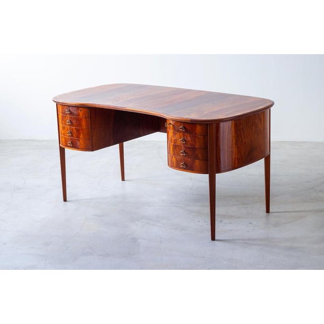 Swedish Modern Organic Desk in Mahogany, 1940s For Sale - Image 3 of 15