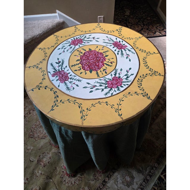 Add charm to your home with this beautiful, custom-made side accent table! This eye-catching piece has a hand painted...