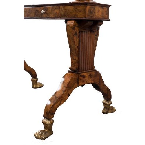 Empire Floor Mirror in Walnut and Olive Wood, 19th Century For Sale - Image 5 of 9