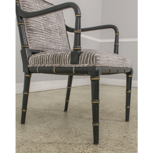 Pair Bamboo Form Newly Upholstered Open Armchairs For Sale In Philadelphia - Image 6 of 13