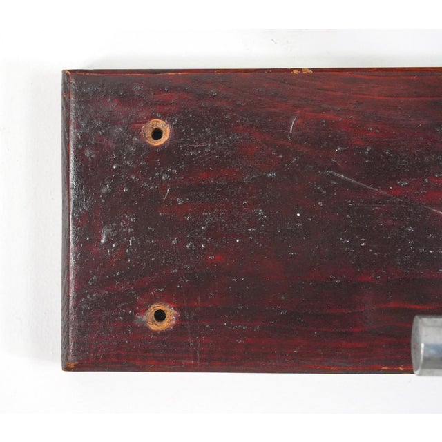 Silver Vintage European 33.5 In. Four Hook Wood Wall Rack For Sale - Image 8 of 10