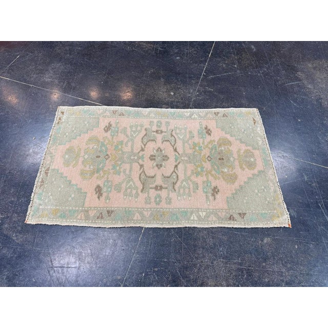Turkish Turkish Mini Rug Oriental Hand Knotted Vintage Rug 1'9" x 2'11" #17947 For Sale - Image 3 of 8