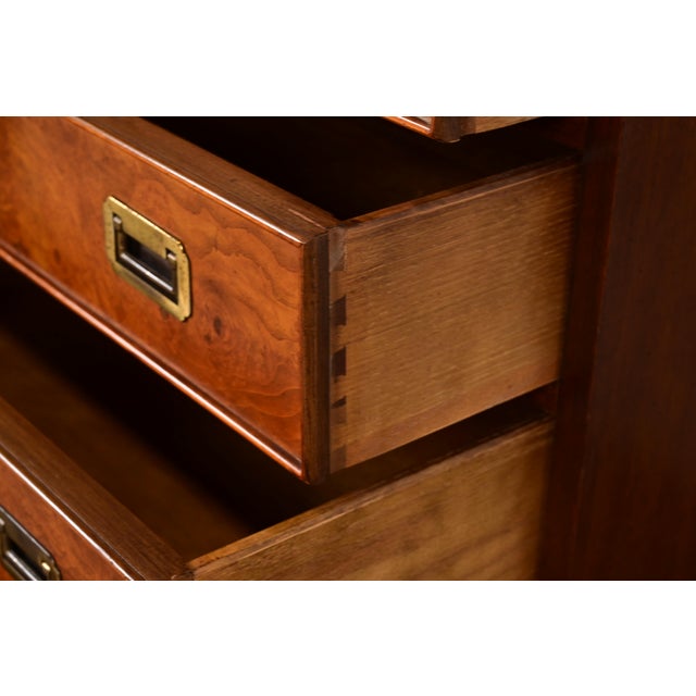 1970s Century Furniture Mid-Century Hollywood Regency Campaign Burl Wood Triple Dresser or Credenza, Circa 1970s For Sale - Image 5 of 13