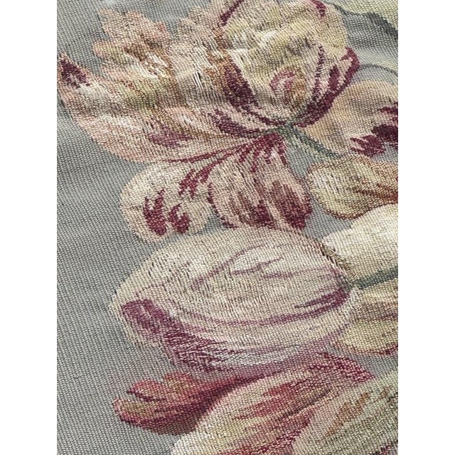 Green Antique French Tapestry with Rooster and Flowers from Aubusson, 1900 For Sale - Image 8 of 18