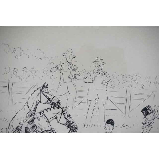 Wood The Perfect Hunt Team 1931 Pen & Ink Drawing by Paul Brown For Sale - Image 7 of 7