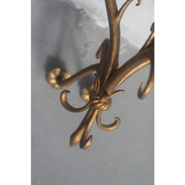 Metal 1930s Traditional Gilt Steel Maison Bagues Style 3 Light Sconces - a Pair For Sale - Image 7 of 10